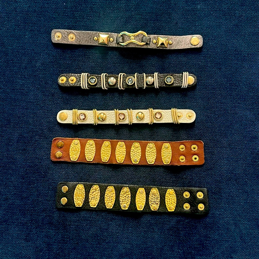 Leather Bracelets: Set of 5
